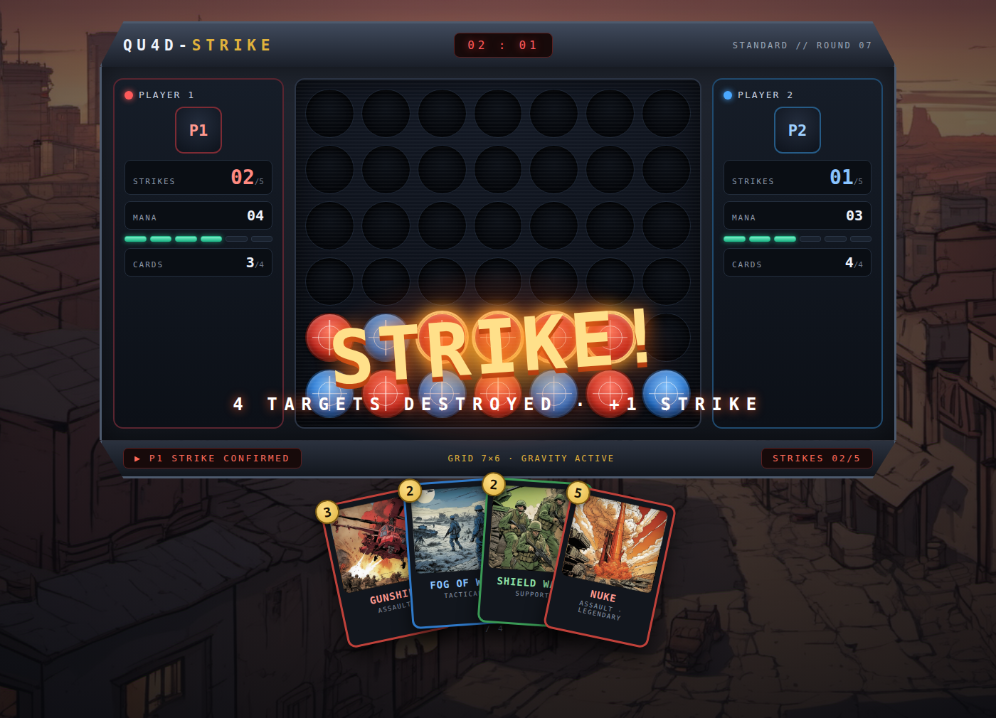 A STRIKE detonating on the 7x6 grid